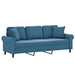 Driezitsbank met sierkussens 180 cm fluweel blauw