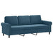 Driezitsbank met sierkussens 180 cm fluweel blauw