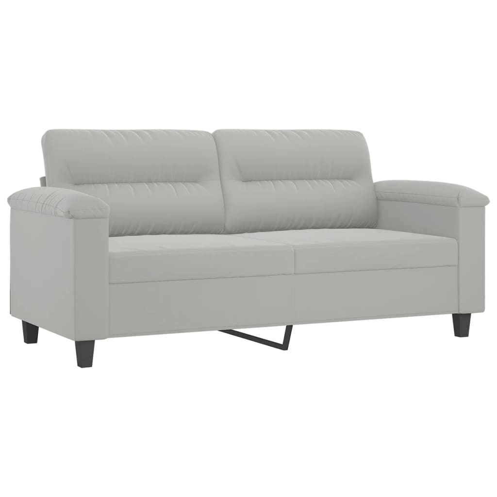 Tweezitsbank met kussens 140 cm microvezelstof lichtgrijs