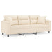 Driezitsbank met kussens 180 cm microvezelstof beige
