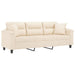 Driezitsbank met kussens 180 cm microvezelstof beige