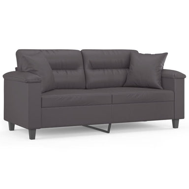 Tweezitsbank met sierkussens 140 cm kunstleer grijs