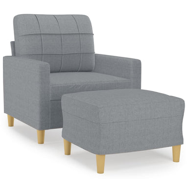 Fauteuil met voetenbank 60 cm stof lichtgrijs