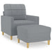 Fauteuil met voetenbank 60 cm stof lichtgrijs