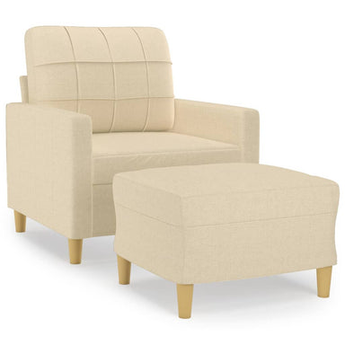 Fauteuil met voetenbank 60 cm stof crèmekleurig