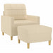 Fauteuil met voetenbank 60 cm stof crèmekleurig
