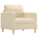 Fauteuil met voetenbank 60 cm stof crèmekleurig