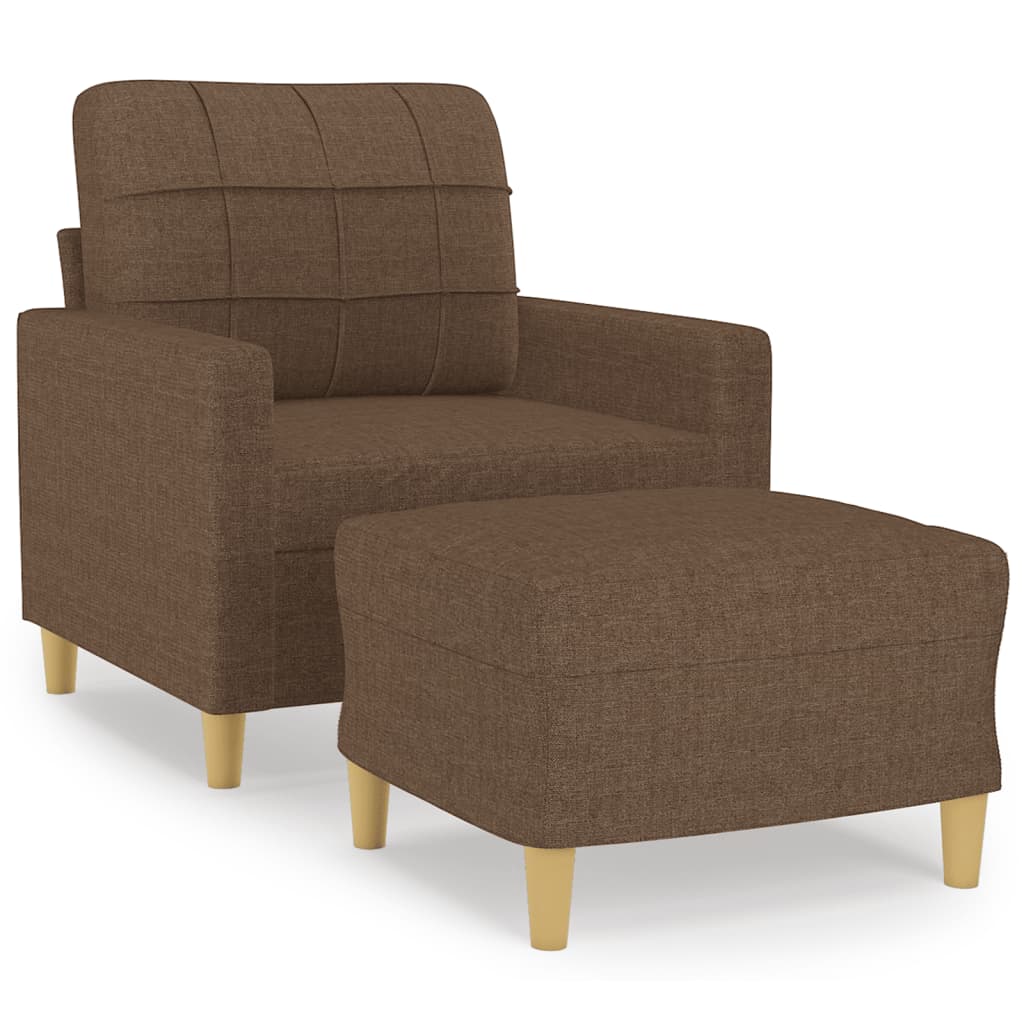 Fauteuil met voetenbank 60 cm stof bruin