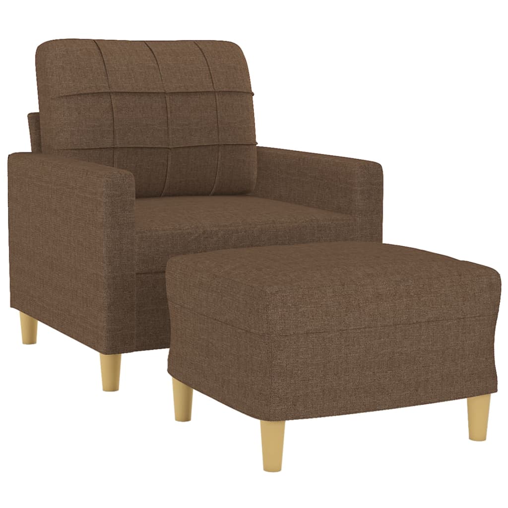 Fauteuil met voetenbank 60 cm stof bruin