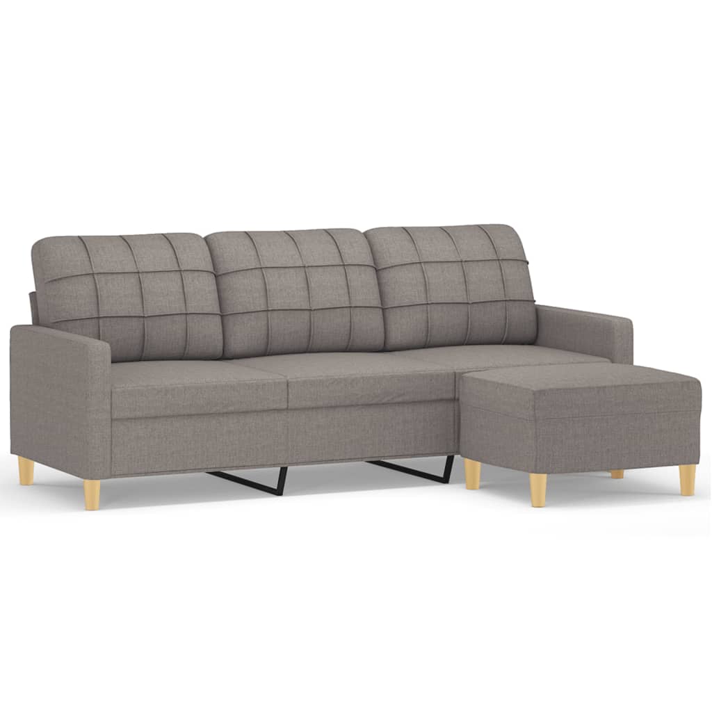 Driezitsbank met voetenbank 180 cm stof taupe