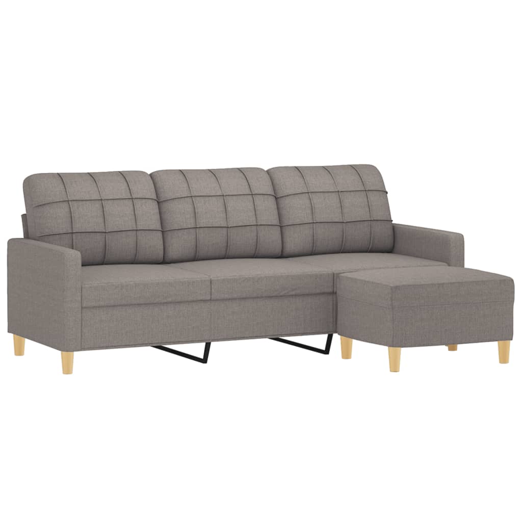 Driezitsbank met voetenbank 180 cm stof taupe