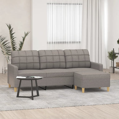 Driezitsbank met voetenbank 180 cm stof taupe