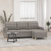 Driezitsbank met voetenbank 180 cm stof taupe