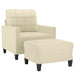 Fauteuil met voetenbank 60 cm kunstleer crèmekleurig