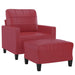 Fauteuil met voetenbank 60 cm kunstleer wijnrood