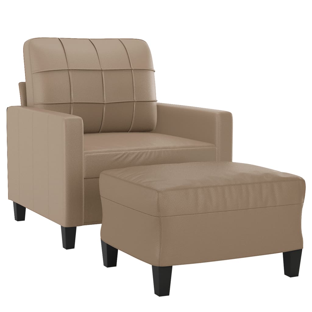 Fauteuil met voetenbank 60 cm kunstleer cappuccinokleurig