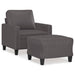 Fauteuil met voetenbank 60 cm kunstleer grijs
