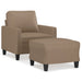 Fauteuil met voetenbank 60 cm kunstleer cappuccinokleurig