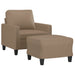 Fauteuil met voetenbank 60 cm kunstleer cappuccinokleurig