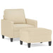 Fauteuil met voetenbank 60 cm stof crèmekleurig
