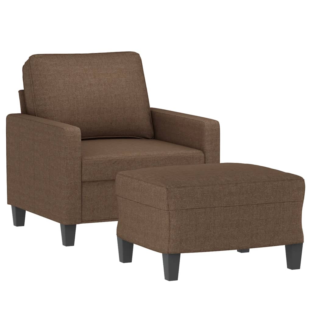 Fauteuil met voetenbank 60 cm stof bruin