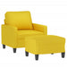 Fauteuil met voetenbank 60 cm stof lichtgeel