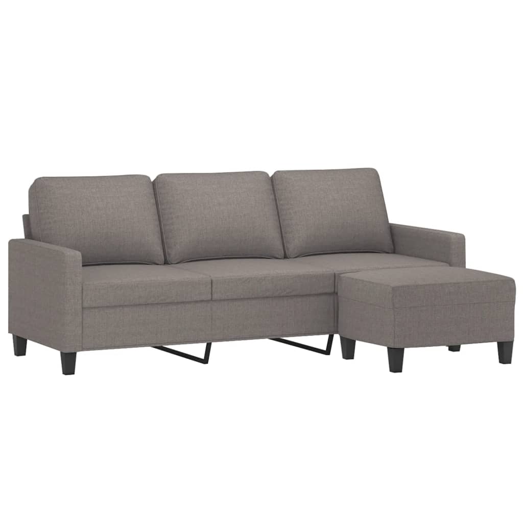 Driezitsbank met voetenbank 180 cm stof taupe