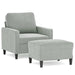Fauteuil met voetenbank 60 cm fluweel lichtgrijs