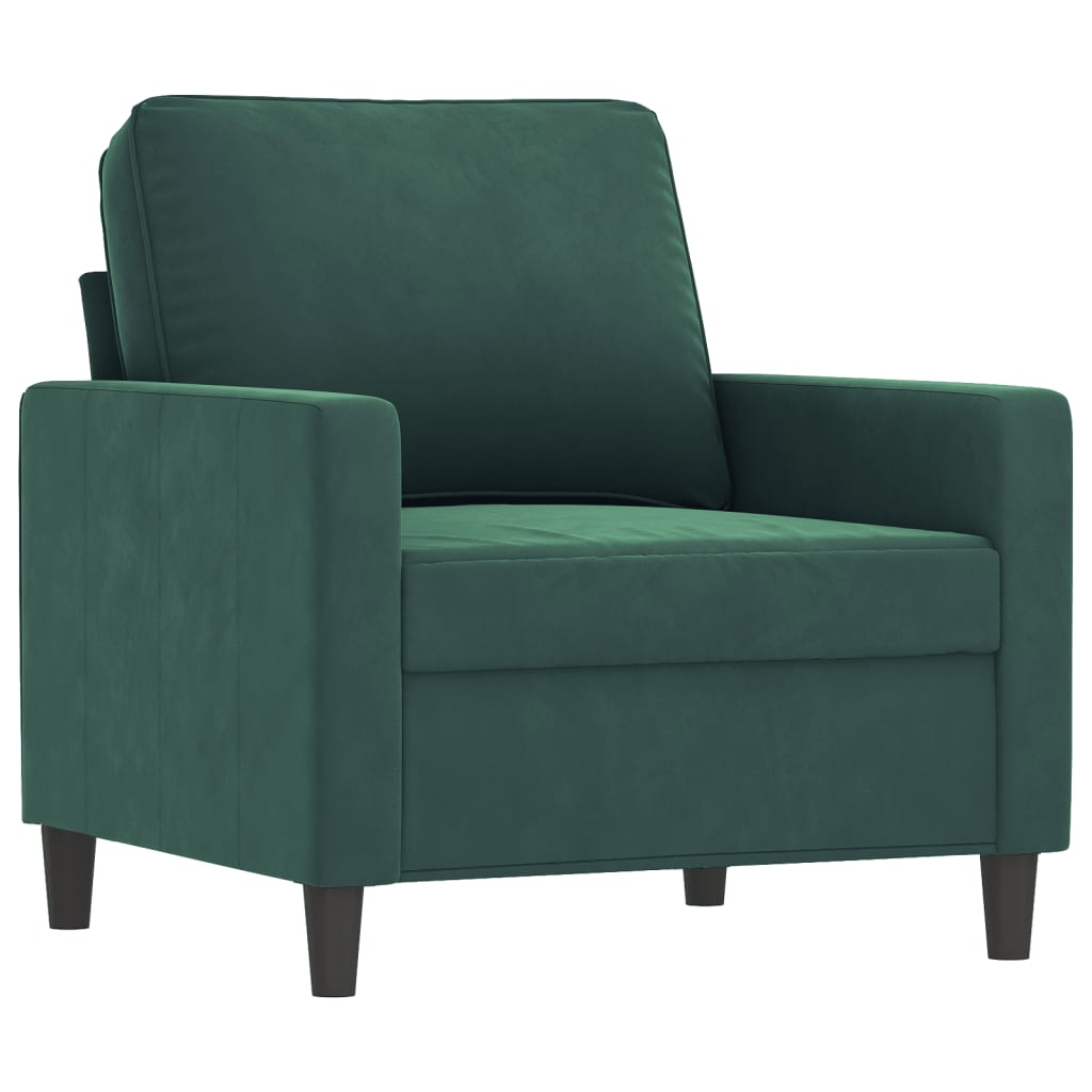 Fauteuil met voetenbank 60 cm fluweel donkergroen