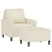Fauteuil met voetenbank 60 cm fluweel crèmekleurig