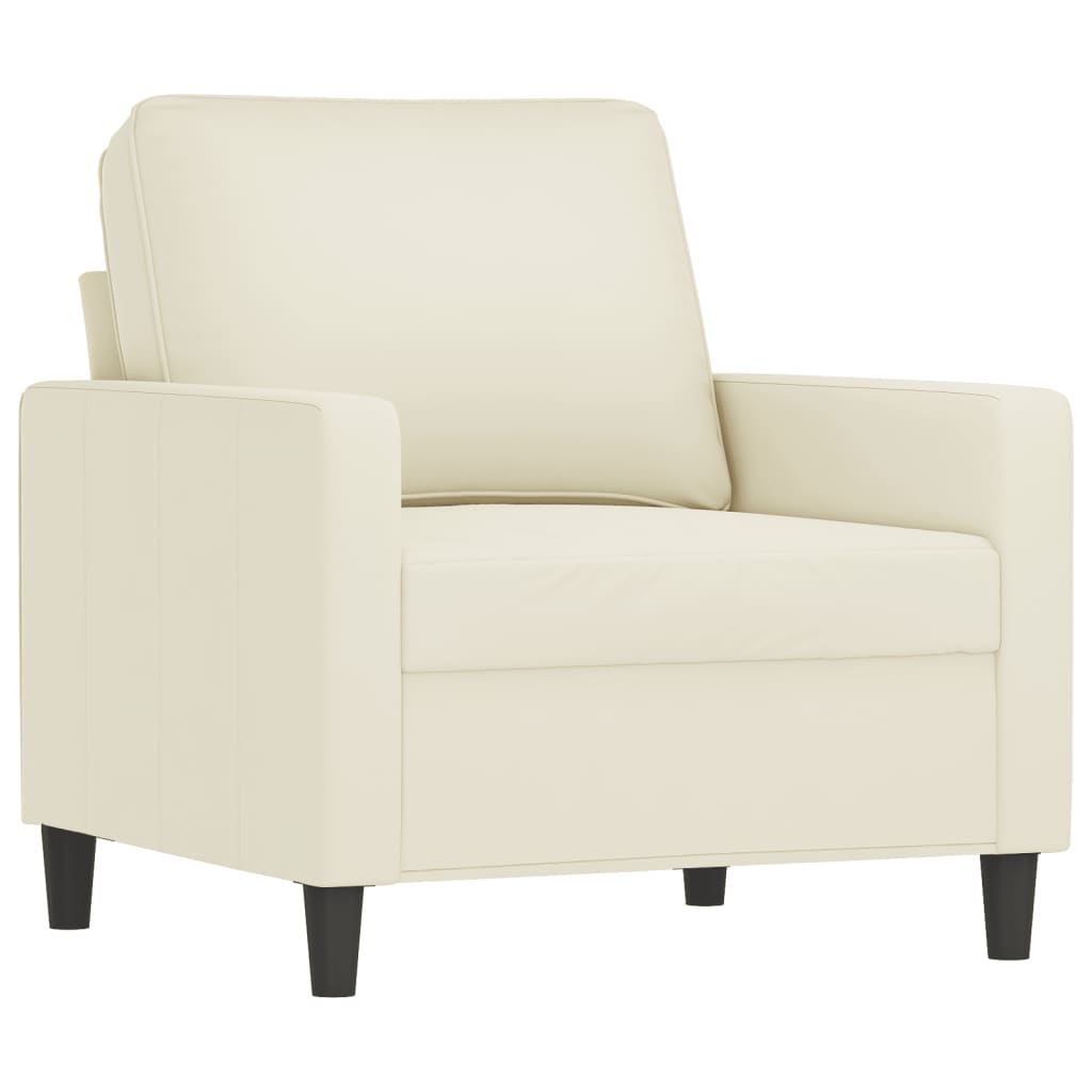 Fauteuil met voetenbank 60 cm fluweel crèmekleurig
