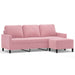Driezitsbank met voetenbank 180 cm fluweel roze