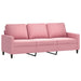 Driezitsbank met voetenbank 180 cm fluweel roze