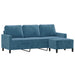 Driezitsbank met voetenbank 180 cm fluweel blauw