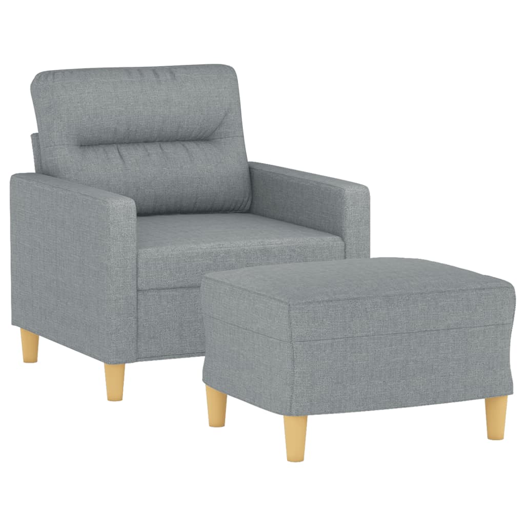 Fauteuil met voetenbank 60 cm stof lichtgrijs
