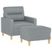 Fauteuil met voetenbank 60 cm stof lichtgrijs