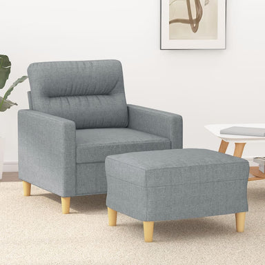 Fauteuil met voetenbank 60 cm stof lichtgrijs
