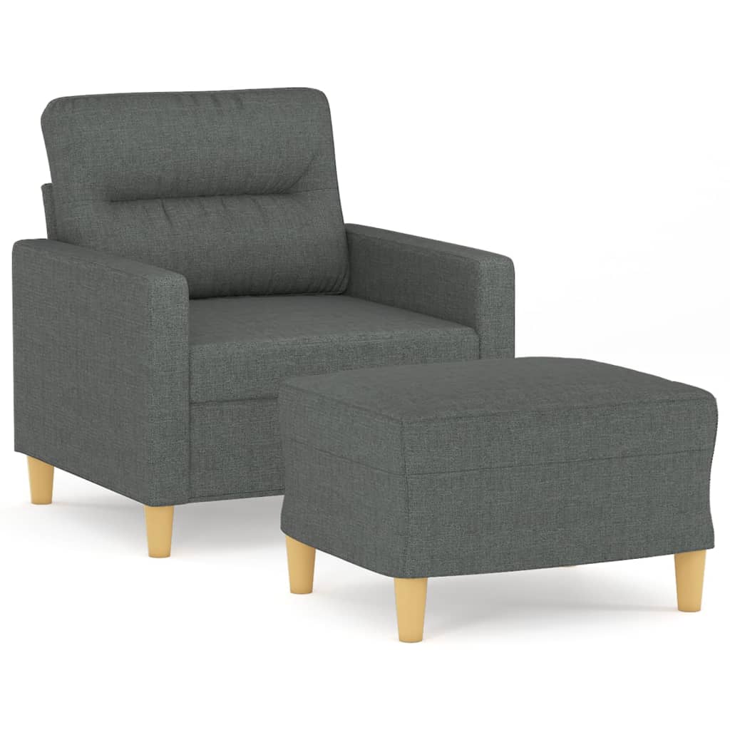 Fauteuil met voetenbank 60 cm stof donkergrijs