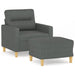 Fauteuil met voetenbank 60 cm stof donkergrijs
