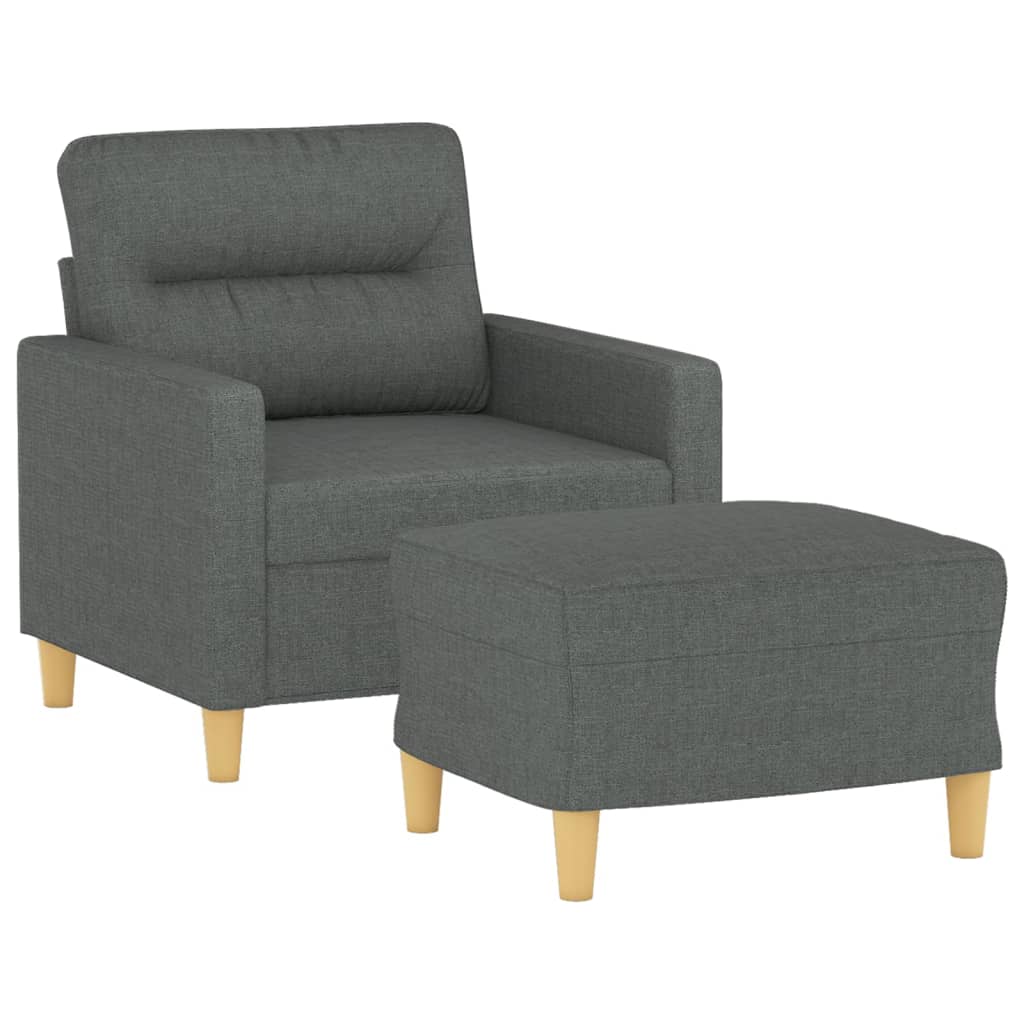 Fauteuil met voetenbank 60 cm stof donkergrijs