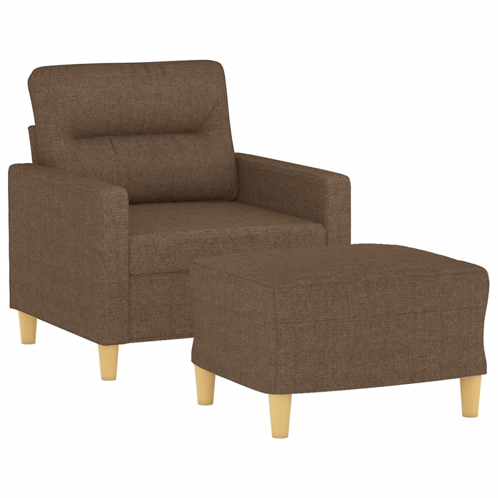 Fauteuil met voetenbank 60 cm stof bruin