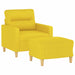 Fauteuil met voetenbank 60 cm stof lichtgeel
