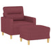 Fauteuil met voetenbank 60 cm stof wijnrood