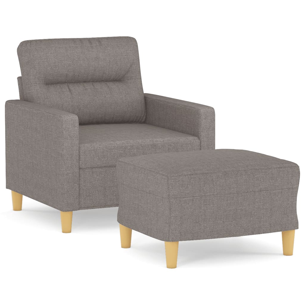 Fauteuil met voetenbank 60 cm stof taupe