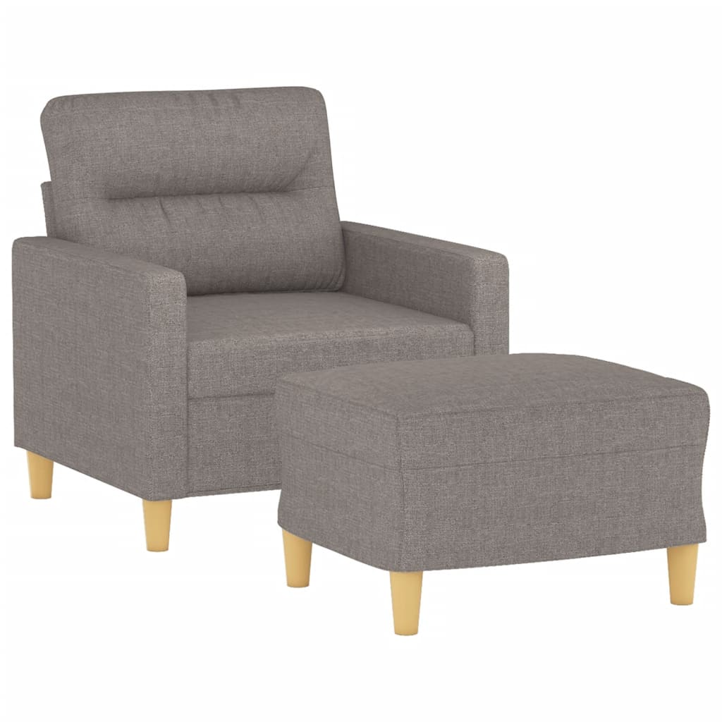 Fauteuil met voetenbank 60 cm stof taupe