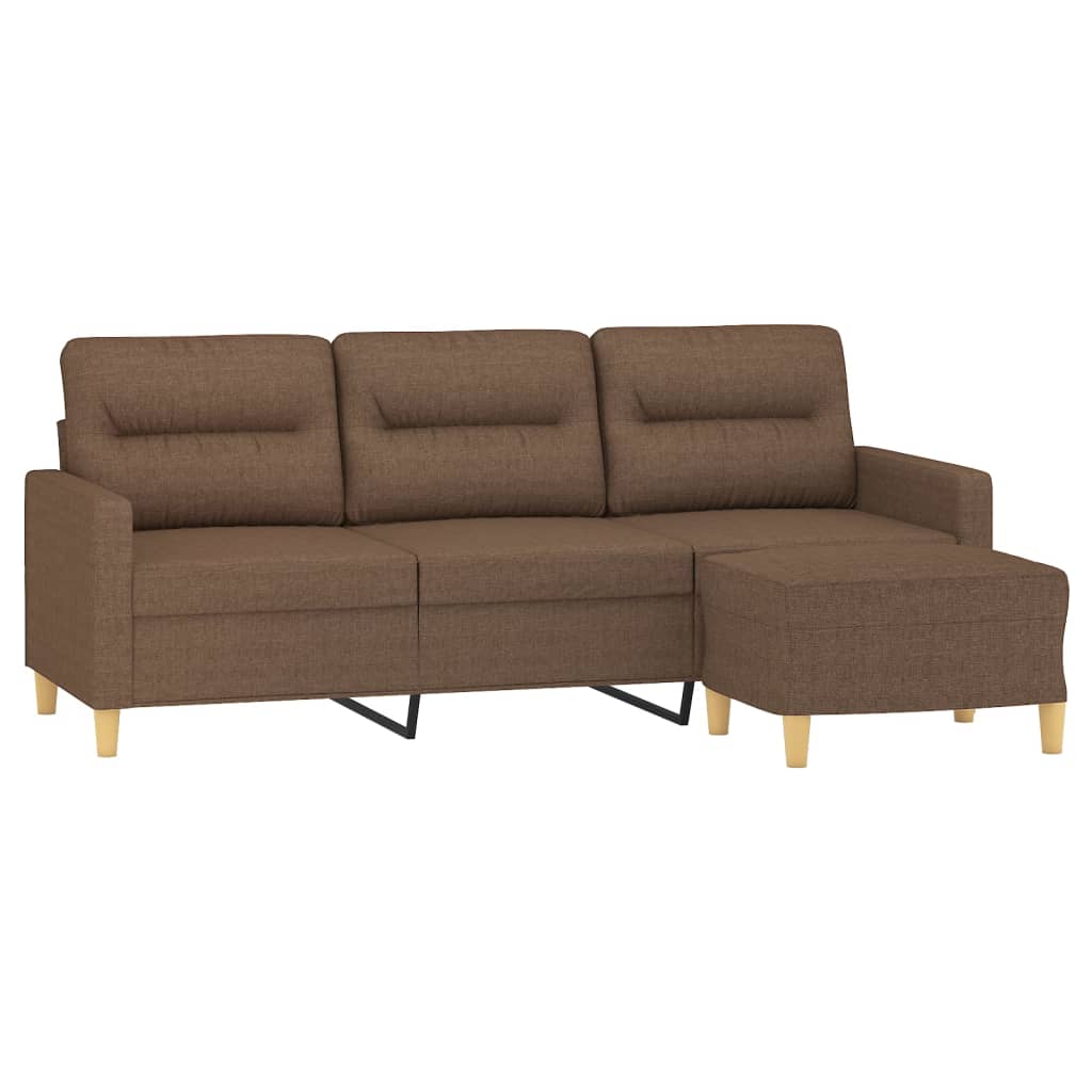 Driezitsbank met voetenbank 180 cm stof bruin