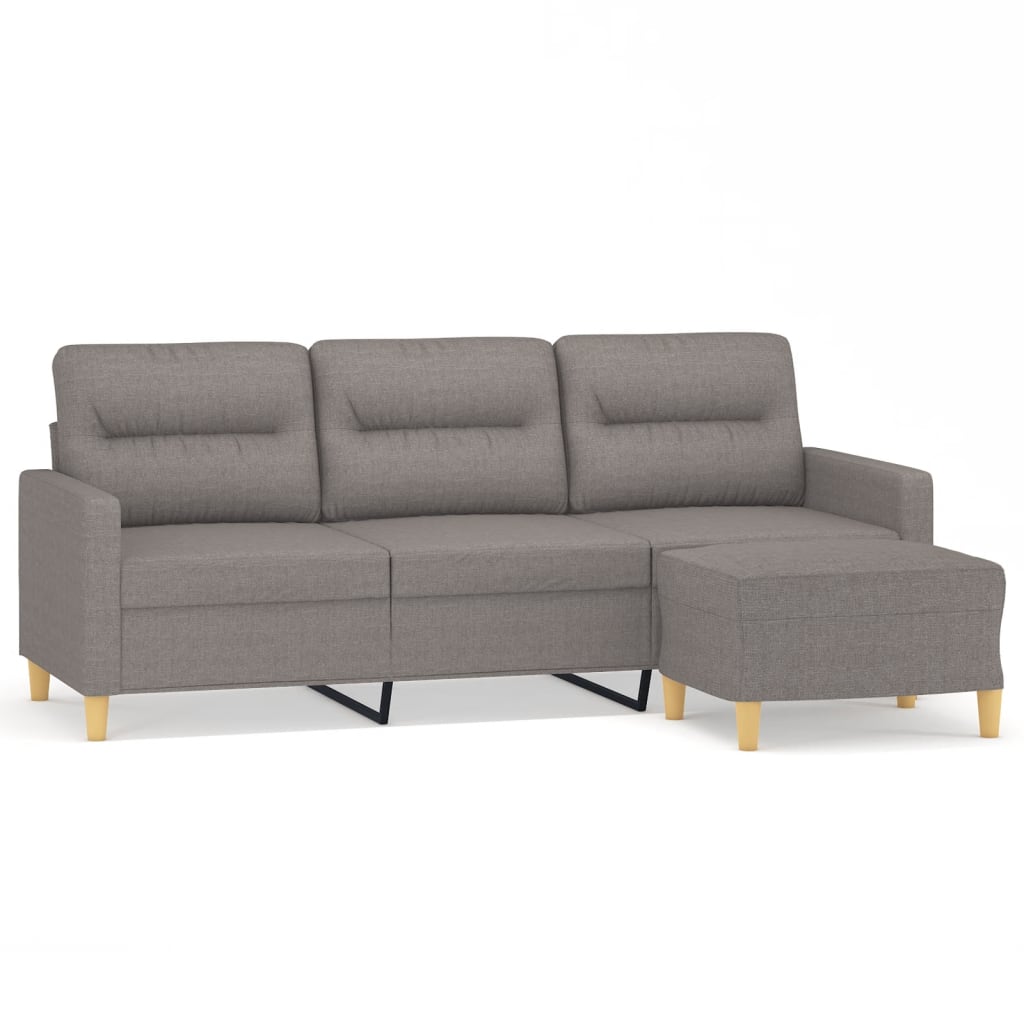 Driezitsbank met voetenbank 180 cm stof taupe