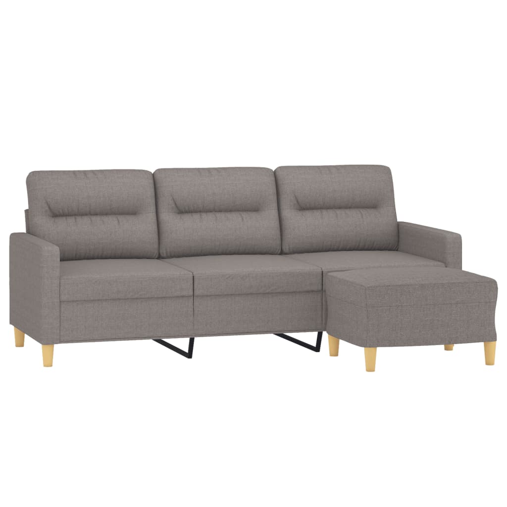 Driezitsbank met voetenbank 180 cm stof taupe