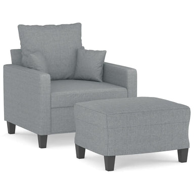 Fauteuil met voetenbank 60 cm stof lichtgrijs