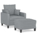 Fauteuil met voetenbank 60 cm stof lichtgrijs